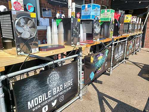 Large mobile bar at a beer festival in Yorkshire